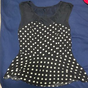 Black shirt with white dots